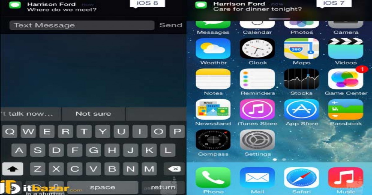 مقایسه ios 8 با ios 7