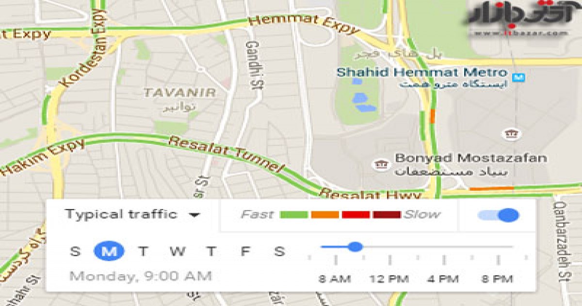 نقشه آنلاین ترافیک گوگل