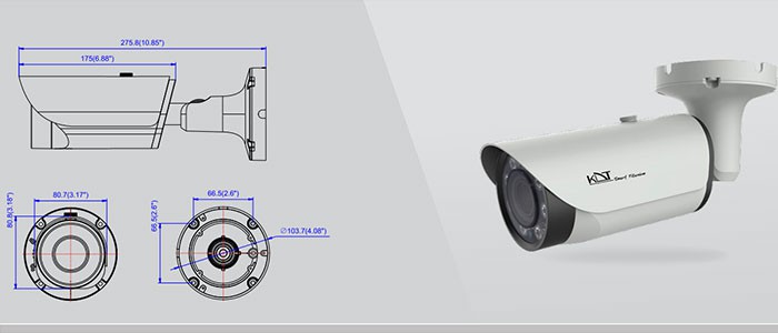 دوربین مداربسته پلاک خوان کی دی تی KI-LPR30A و ابعاد آن