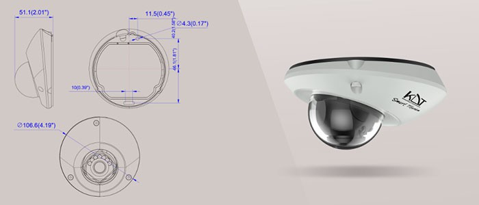 ابعاد دوربین مداربسته IP دام کی دی تی KI-D05ST50F