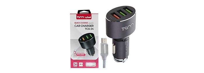  شارژر فندکی تسکو 3 پورت TCG 24 