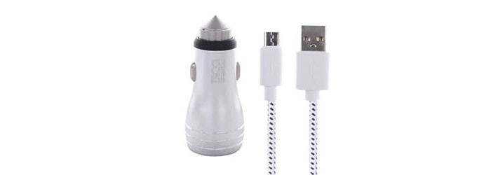 شارژر فندکی تسکو دو پورت TCG 23 با کابل USB به MicroUSB