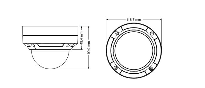 ابعاد دوربین مداربسته آنالوگ دام TVT TD-7584AE D/SW/IR1